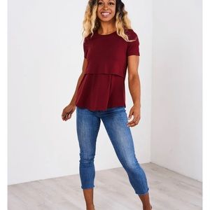 Latched Mama Cotton Swing Nursing Tee - Burgundy